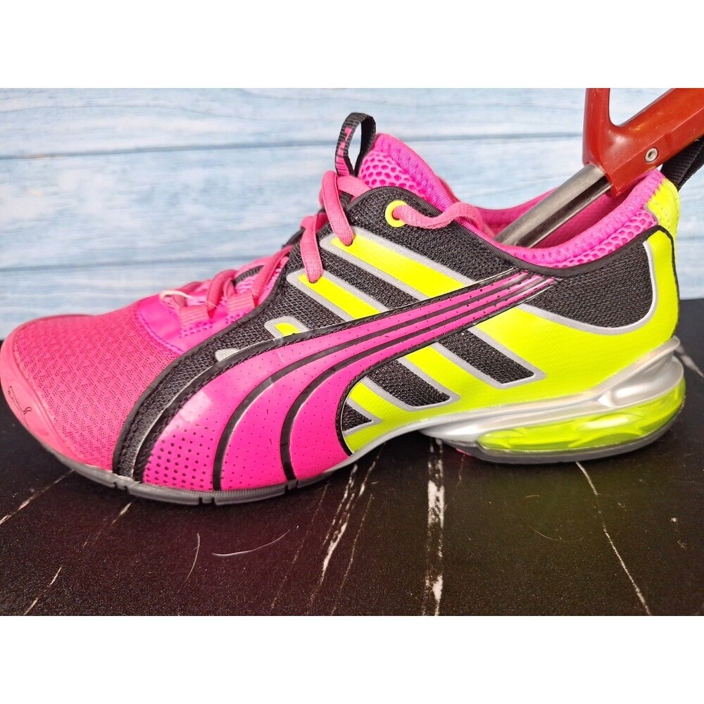 PUMA Women's Pink Yellow Black Running Sneakers Sz 9
